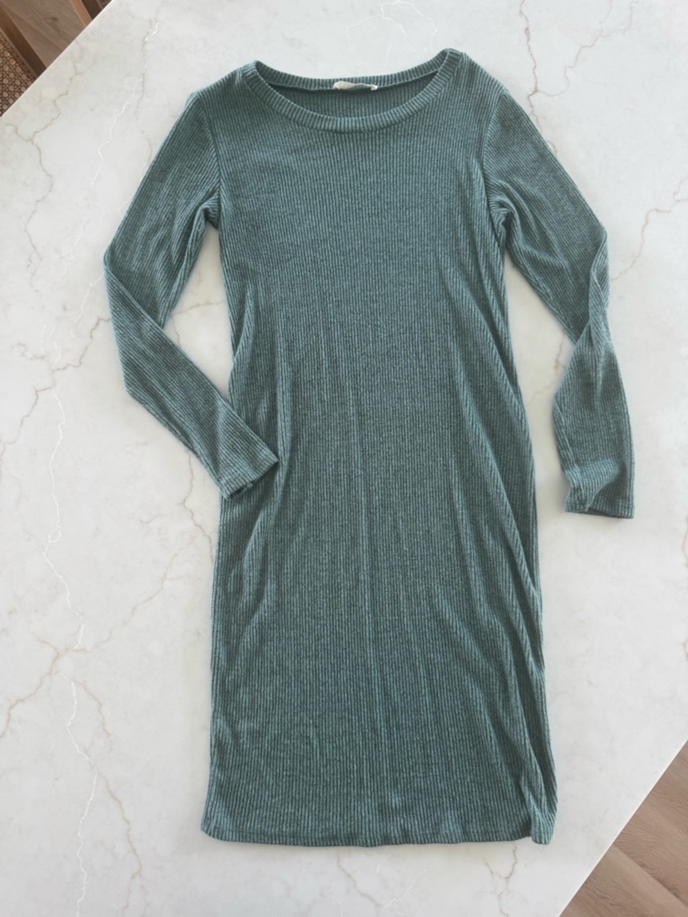 Hello MIZ Long Sleeve Ribbed Maternity Dress - Teal